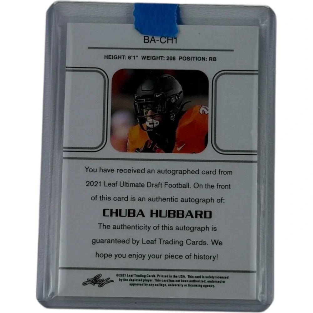 Chuba Hubbard 2021 Leaf Ultimate Draft Rc‎ Auto (3/99)